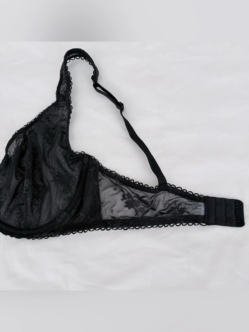 Wild Fable Black Floral Lace Unlined Balconette Underwire Bra 36D